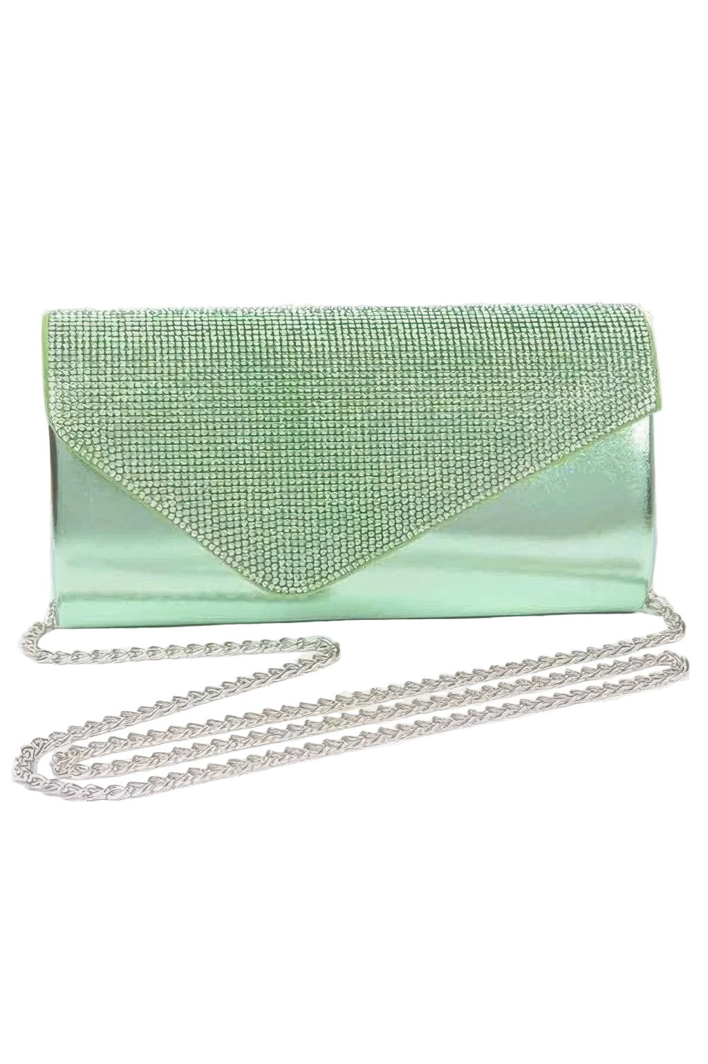 Rhinestone Party Clutch with Structured Design and Mixed Metal Accents