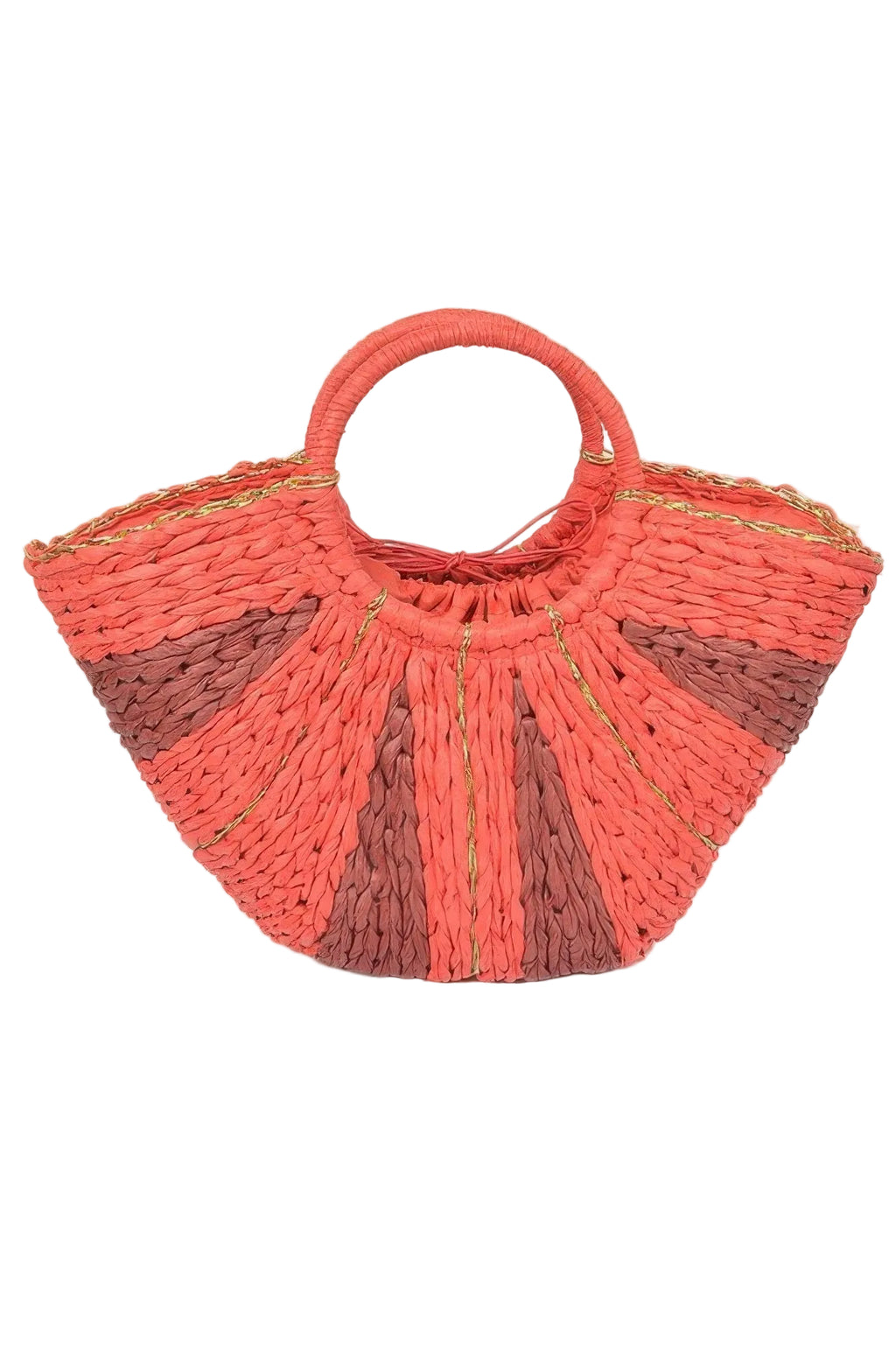 Two-Tone Straw Tote Bag with Spacious Interior and Structured Silhouette