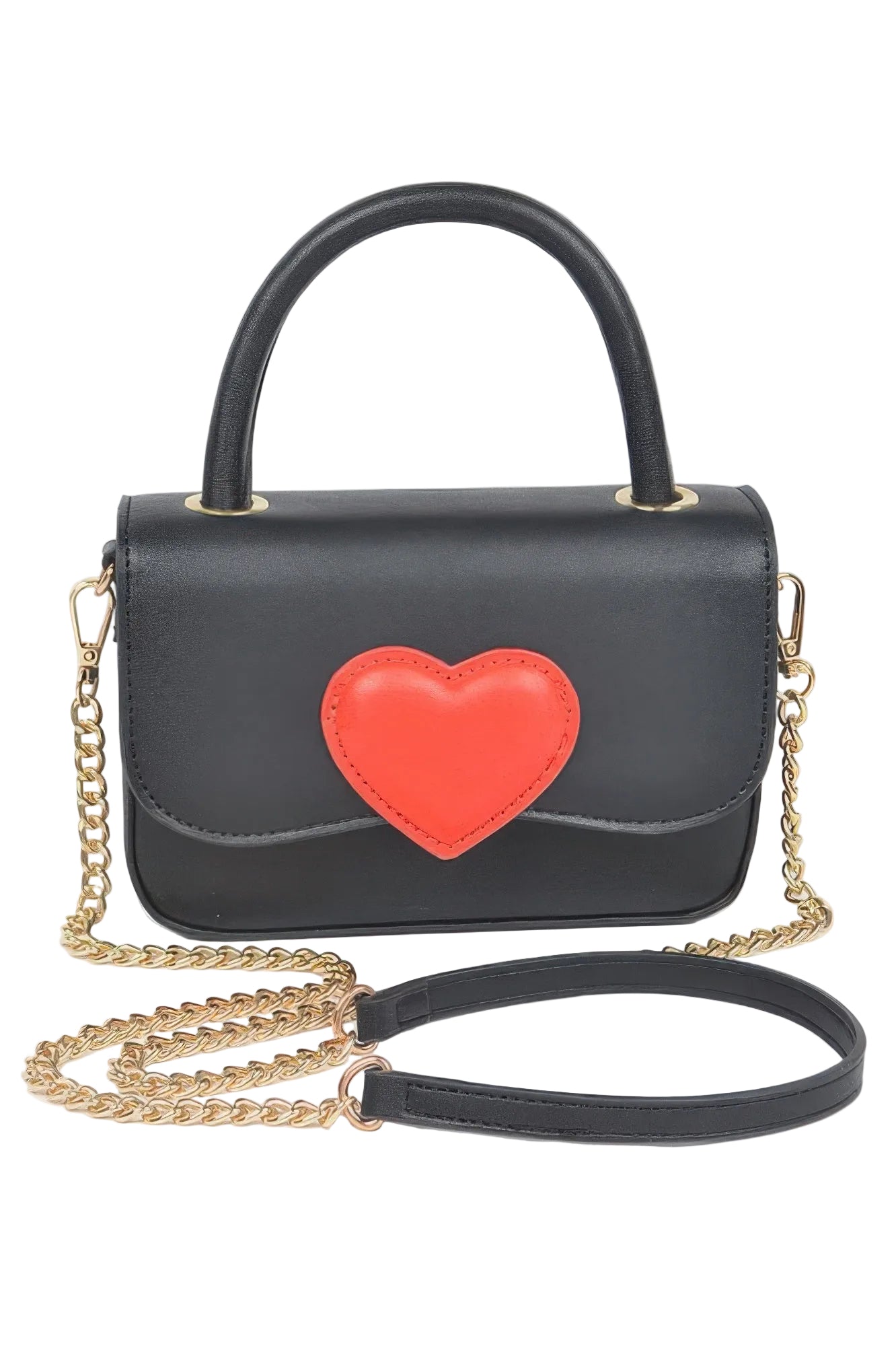 Vegan Top Handle Bag with Mixed Metal Hardware, Structured Compact Design, 7"W x 4.5"H x 2"D