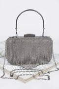 Rhinestone Fringe Hard Clutch Purse