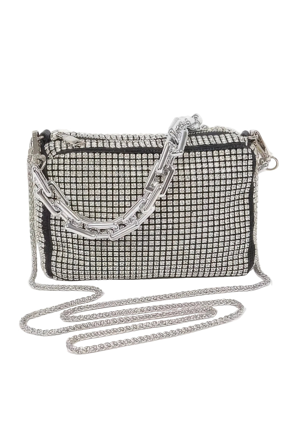 Oversized Rhinestone Bag with Link Chain Strap