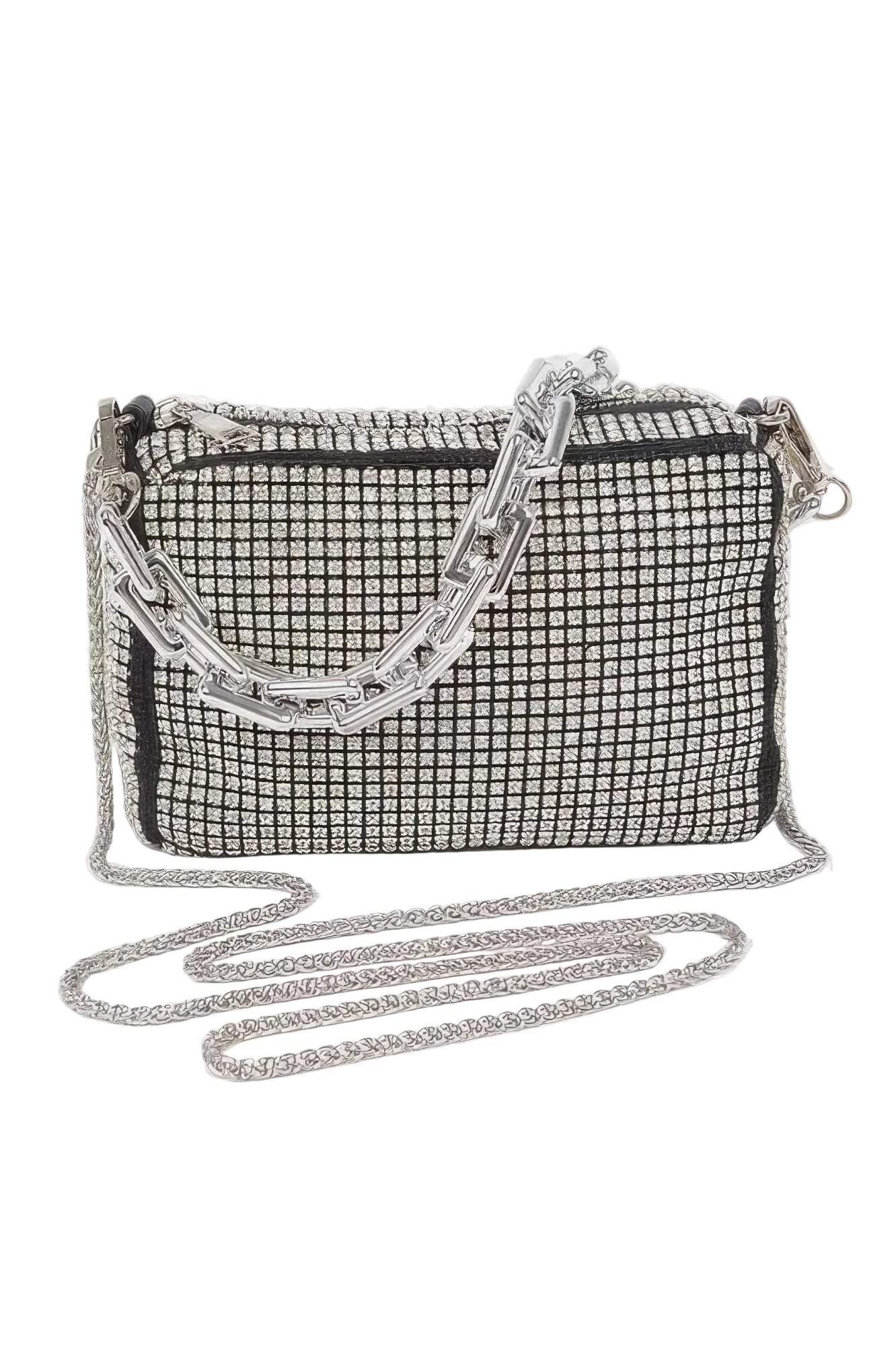 Oversized Rhinestone Bag with Link Chain Strap