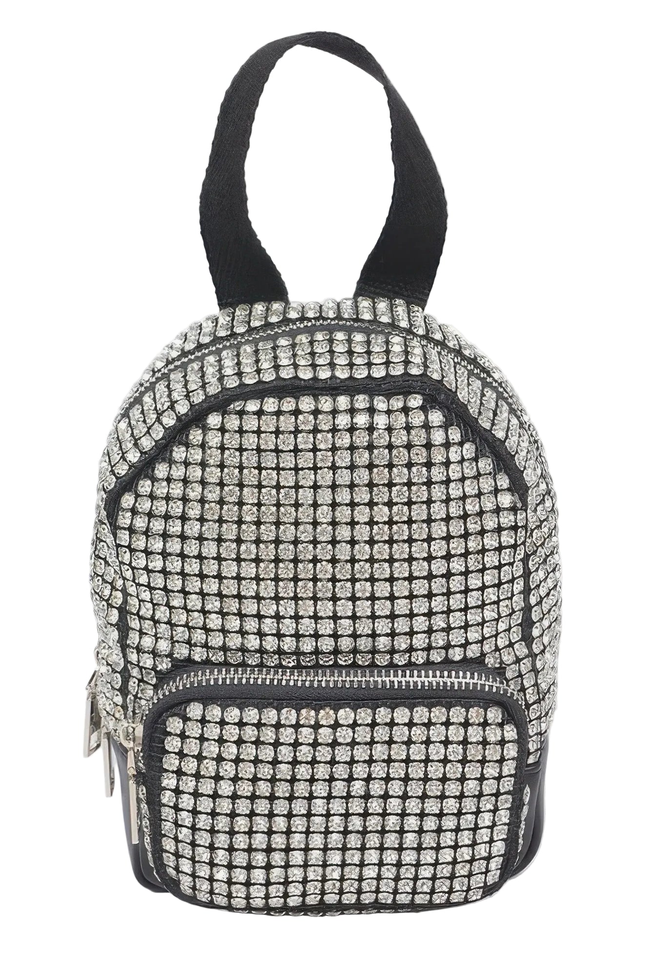 Rhinestone Crossbody Bag with Mixed Metal Hardware, Compact Sparkling Evening Purse 5.5W x 7H x 3D Inches