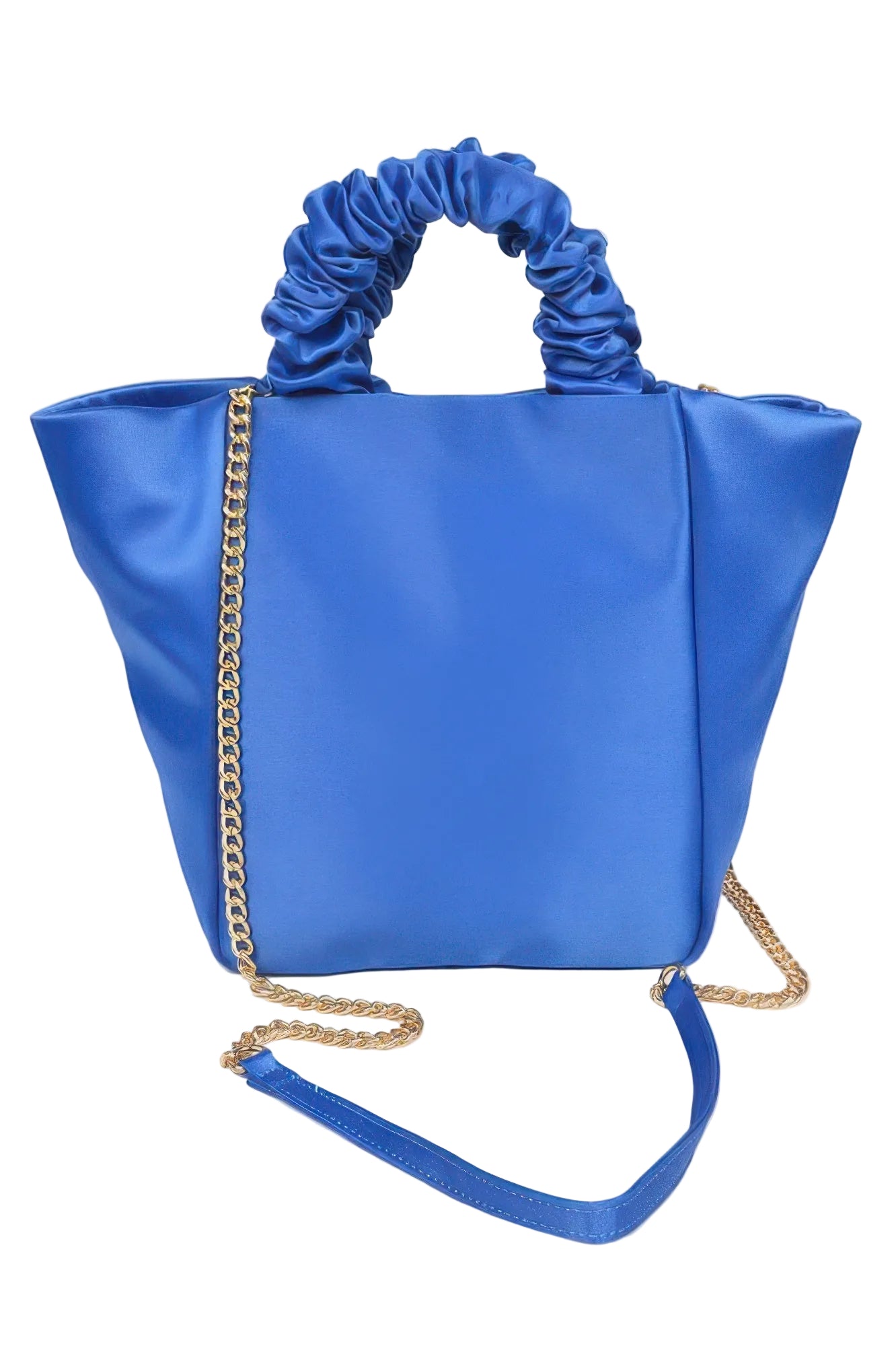 Satin Tote Bag with Chain Handle