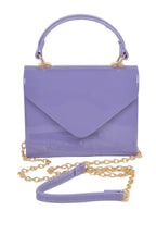 Enamel-Finished Faux Leather Clutch with Single Handle