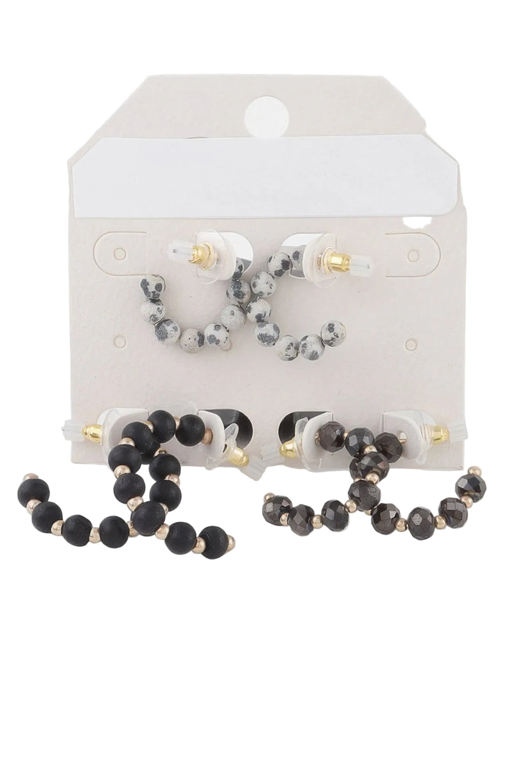 Crystal Bead Hoop Earrings Set