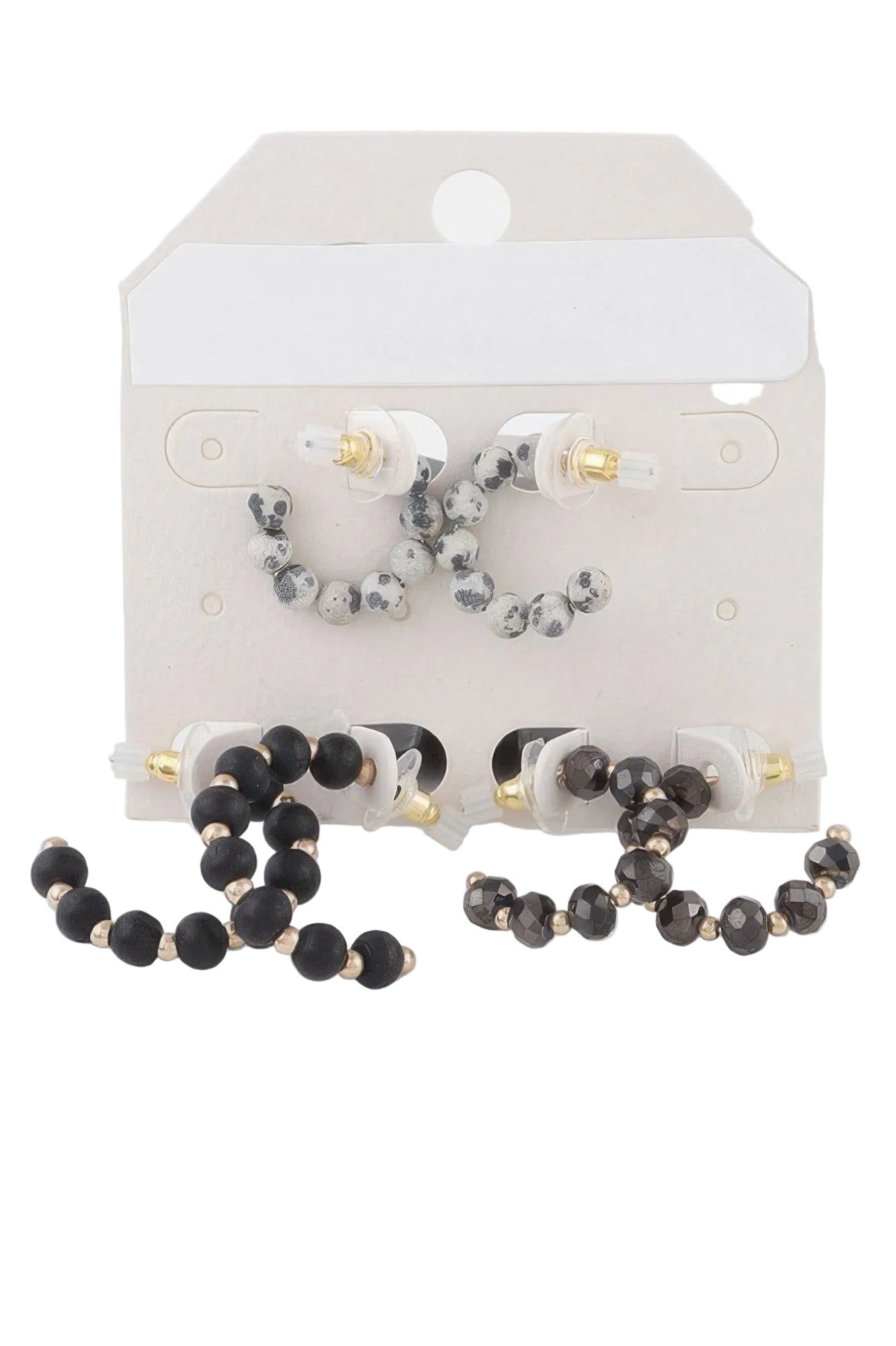 Crystal Bead Hoop Earrings Set