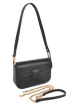 Faux Leather Shoulder Bag with Compact Design and Mixed Metal Hardware