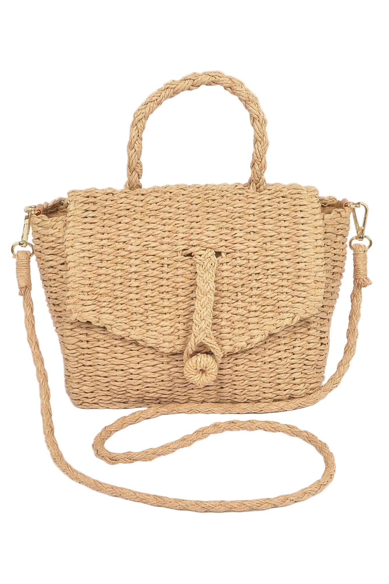 Faux Straw Woven Clutch Bag