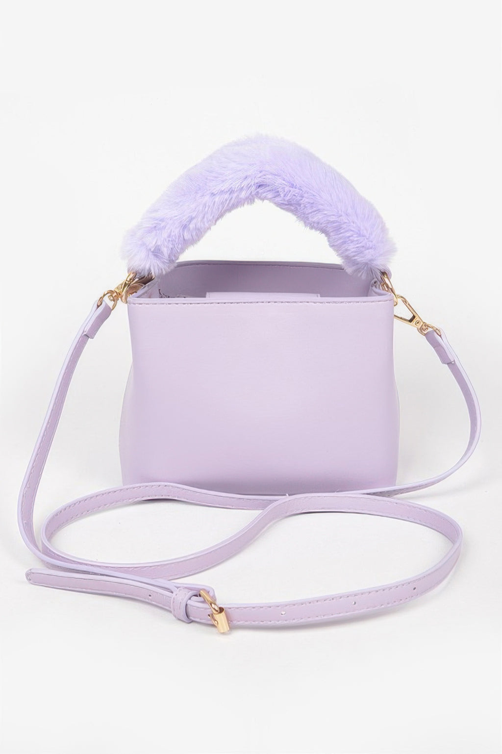 Faux Leather Bag with Fur Handle