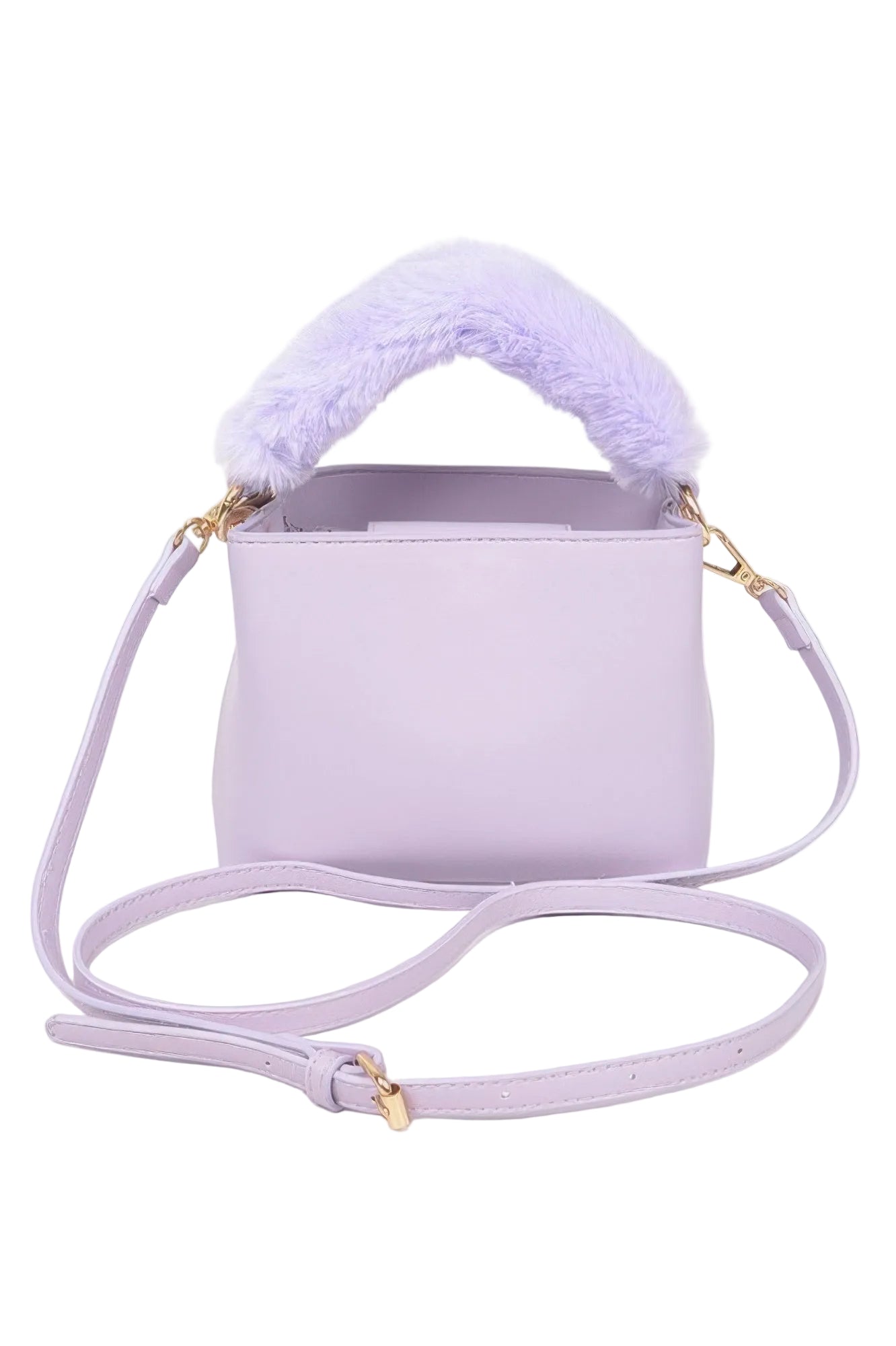 Faux Leather Bag with Fur Handle