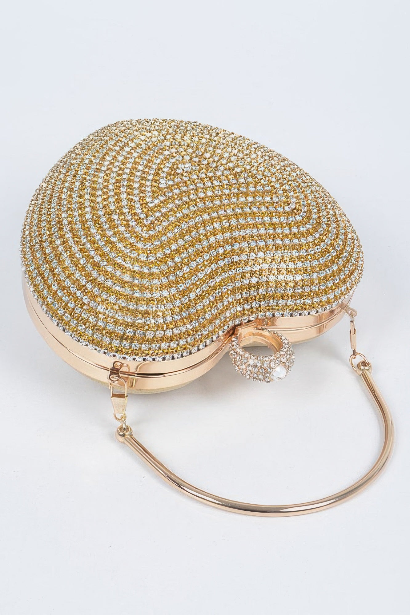 HD ACCESSORIES Rhinestone Heart-Shaped Party Clutch Bag Chain Strap Crossbody