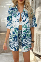 SUPREME FASHION Summer Outfit Set Floral Shirt Short Sleeve and Shorts 2 Pcs