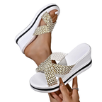 Wedge Casual Sandals Woven Strap Criss Cross Women's Open Toe High Shoes