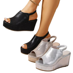 Wedge Sandals Peep Toe Women's Summer Casual Pu Leather High Heel Shoes