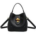 Women's Casual Bucket Bag Black Mini Pu Leather Crossbody Daily Handbags