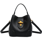 Women's Casual Bucket Bag Black Mini Pu Leather Crossbody Daily Handbags