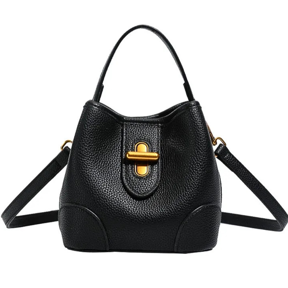 Women's Casual Bucket Bag Black Mini Pu Leather Crossbody Daily Handbags