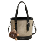 Women's Casual Bucket Crossbody Bag Mini Pu Leather Double Handles Purses