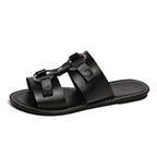 Women's Casual Sandals Buckled Pu Leather Slide Sandals Summer Flats
