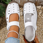 Women's Casual Slip-Ons Platform Cut Out Pu Leather Close Round Toe Flats