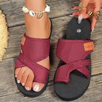 Women's Flat Mesh Platform Sandals Toe Loop Slippers Comfort Shoes