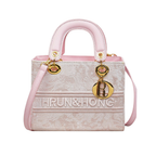 Women's Mini Tote Bag Light Pink Floral Textured Letter Embroidered Crossbody