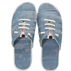 Women's Platform Sandals Denim Lace-up Raw Open Toe Casual Summer Flats