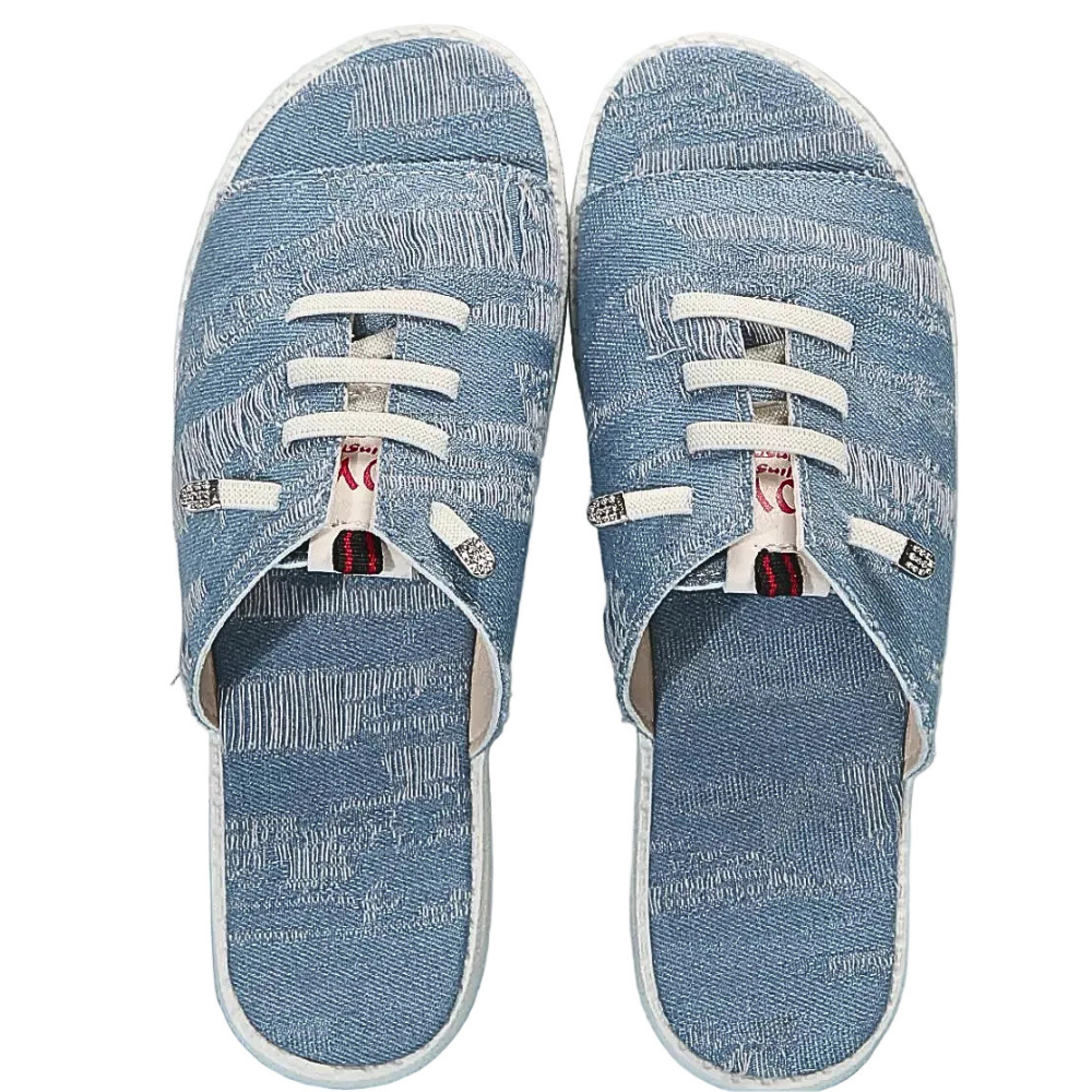 Women's Platform Sandals Denim Lace-up Raw Open Toe Casual Summer Flats