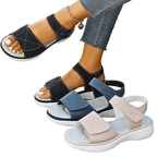 Women's Platform Sandals Open Toe Casual Summer Rubber Mid Heel Shoes