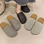 Women's Slip-on Sandals Woven Mesh Breathable Slipper Beach Flat Shoes