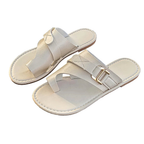Women's Summer Flats Toe Loop Buckle Strap Sandals Casual Fashion Shoes