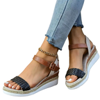 Women's Summer Platform Sandals Woven Pu Leather Open Toe Rubber Shoes