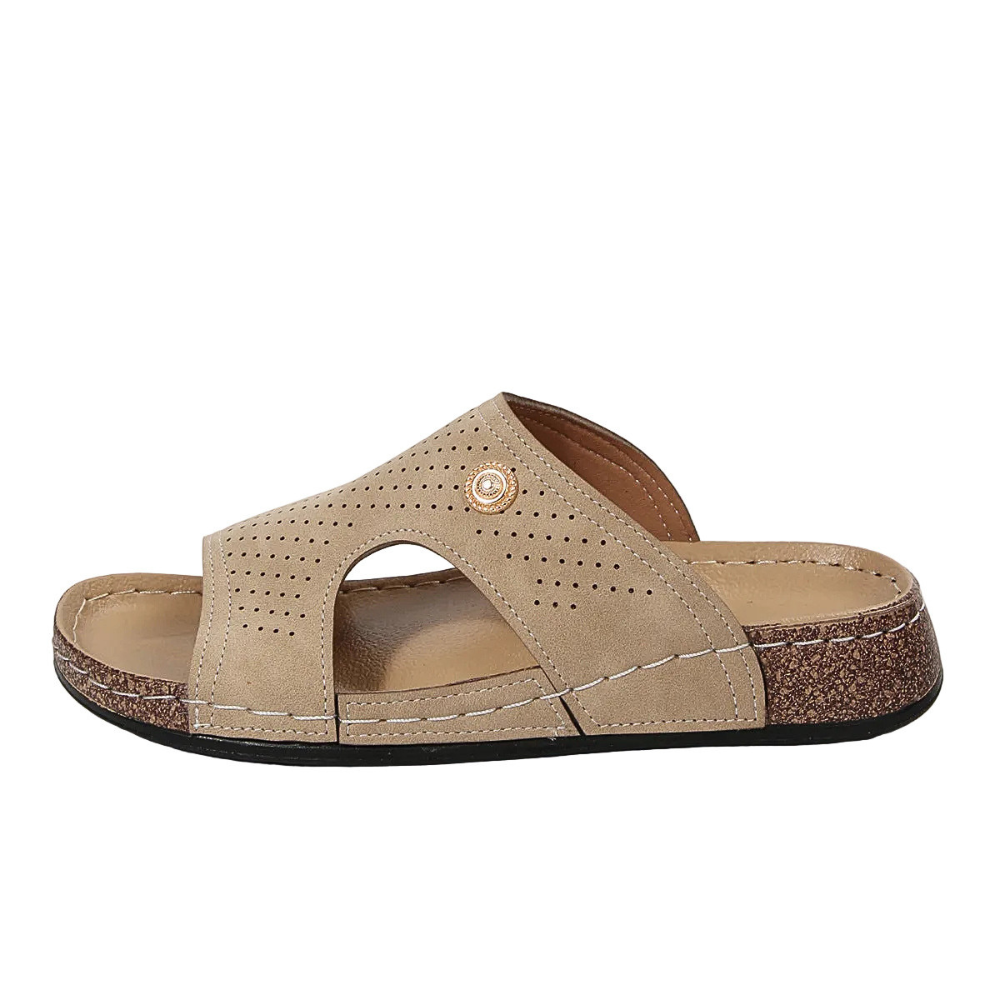 Women's Wedge Sandals Open Toe Breathable Cut Out Mid Heels Summer Shoes