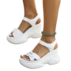 Women's Wedge Sandals Open Toe Pu Leather Rubber Lightweight High Heels