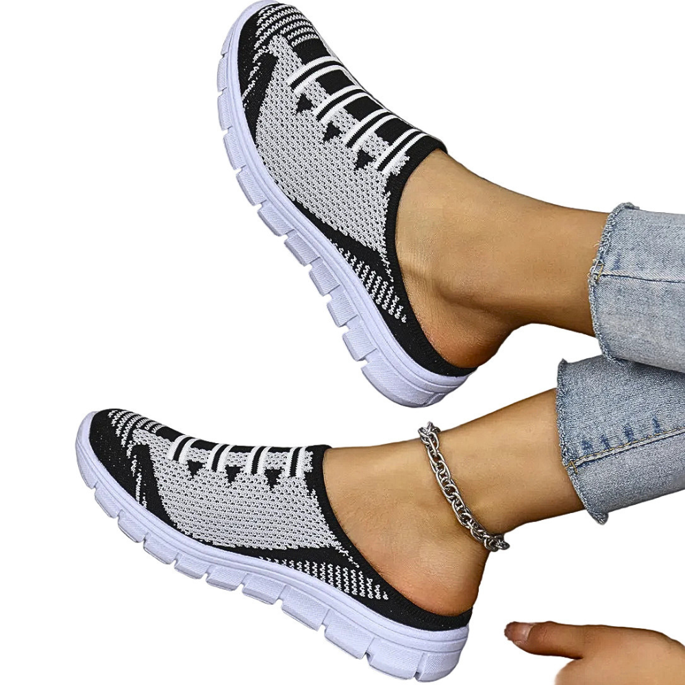 Women's Breathable Knit Slip-Ons Mesh Rubber Close Toe Comfort Shoes