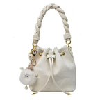 Women's Bucket Chunky Chain Strap Drawstring Mini Casual Crossbody Bag