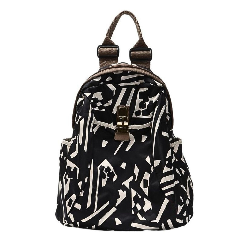 Women's Casual Backpack Black Geometric Printed Lightweight Small Handbags