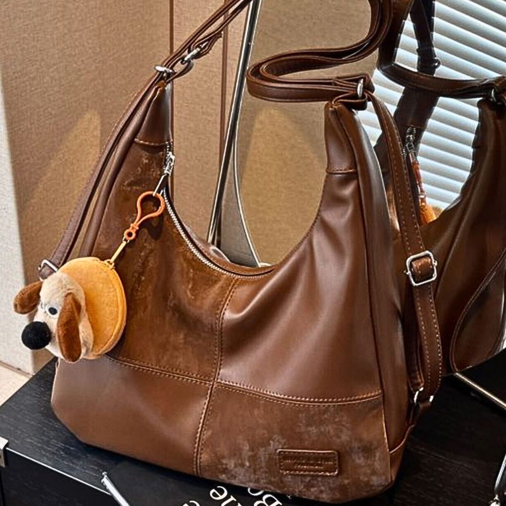 Women's Casual Hobo Shoulder Bag Large Zipper Adjustable Starp Backpack