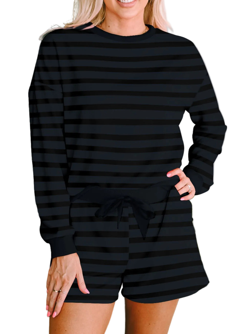 Long Sleeve Top and Shorts Two-Piece Set