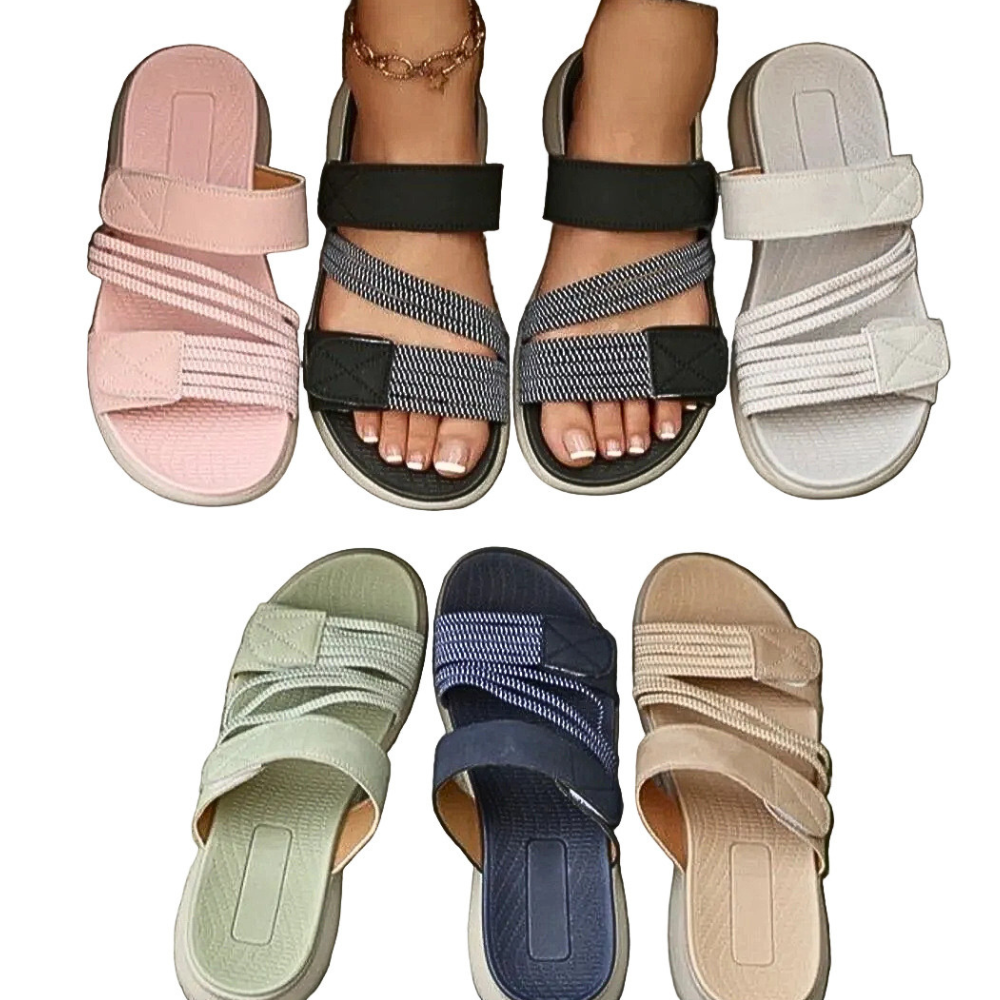 Women's Casual Sandals Cross Strap Open Toe Adjustable Rubber Summer Shoes