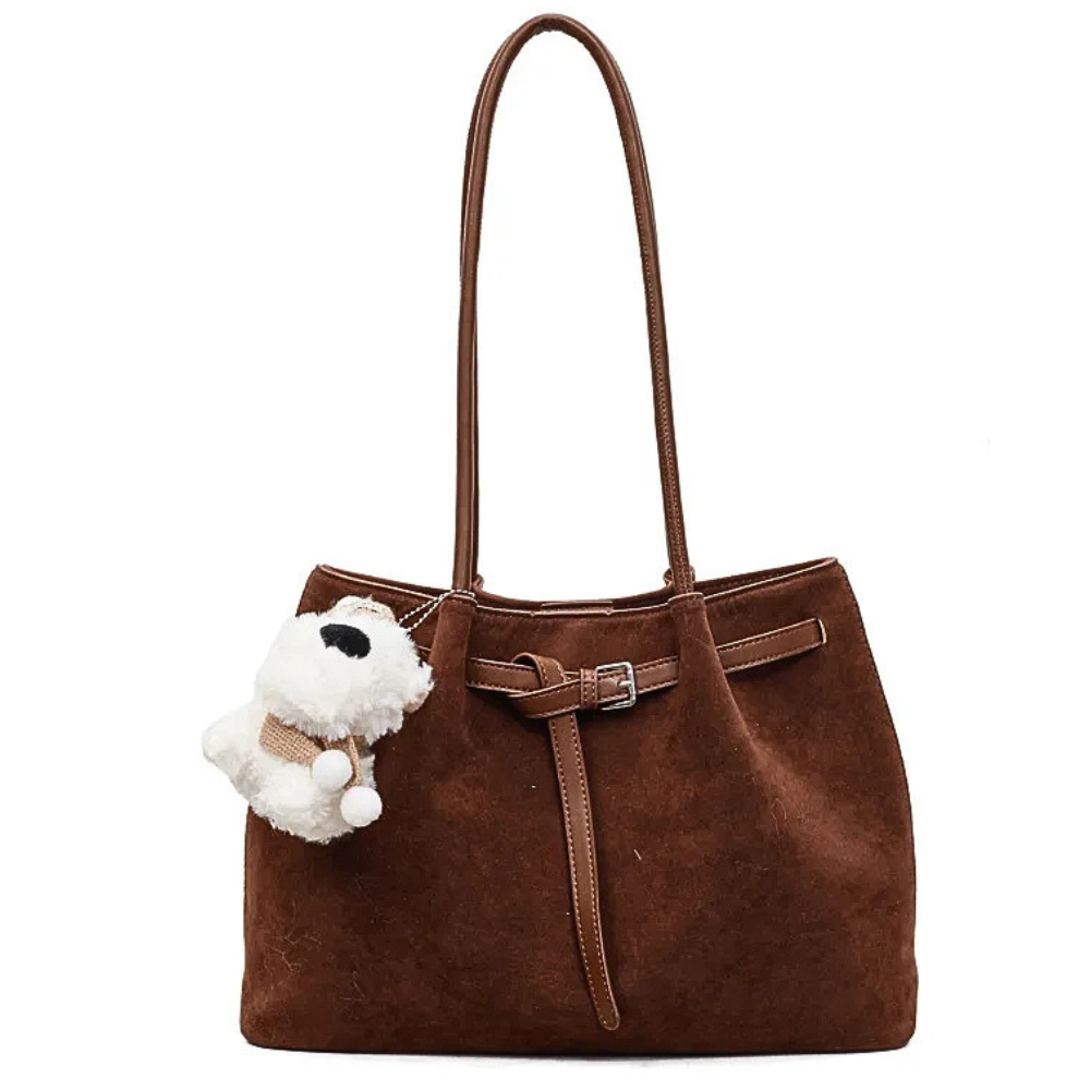 Women's Casual Shoulder Bag Buckle Drawstring Soft Matte Medium Handbags