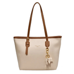 Women's Casual Shoulder Bag Large Zipper Pu Leather Contrast Tote Handbags