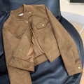 Women's Casual Suede Jacket | Long Sleeve Outwear Coat | Styleinger