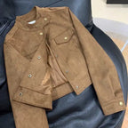 Women's Casual Suede Jacket | Long Sleeve Outwear Coat | Styleinger