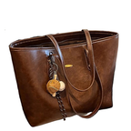Women's Casual Tote Bag Vintage Style Pu Leather Medium Zipper Handbags