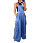 Women's Denim Overalls Oversized Full Size Pocketed Ruffle Wide Leg Plus Sizes