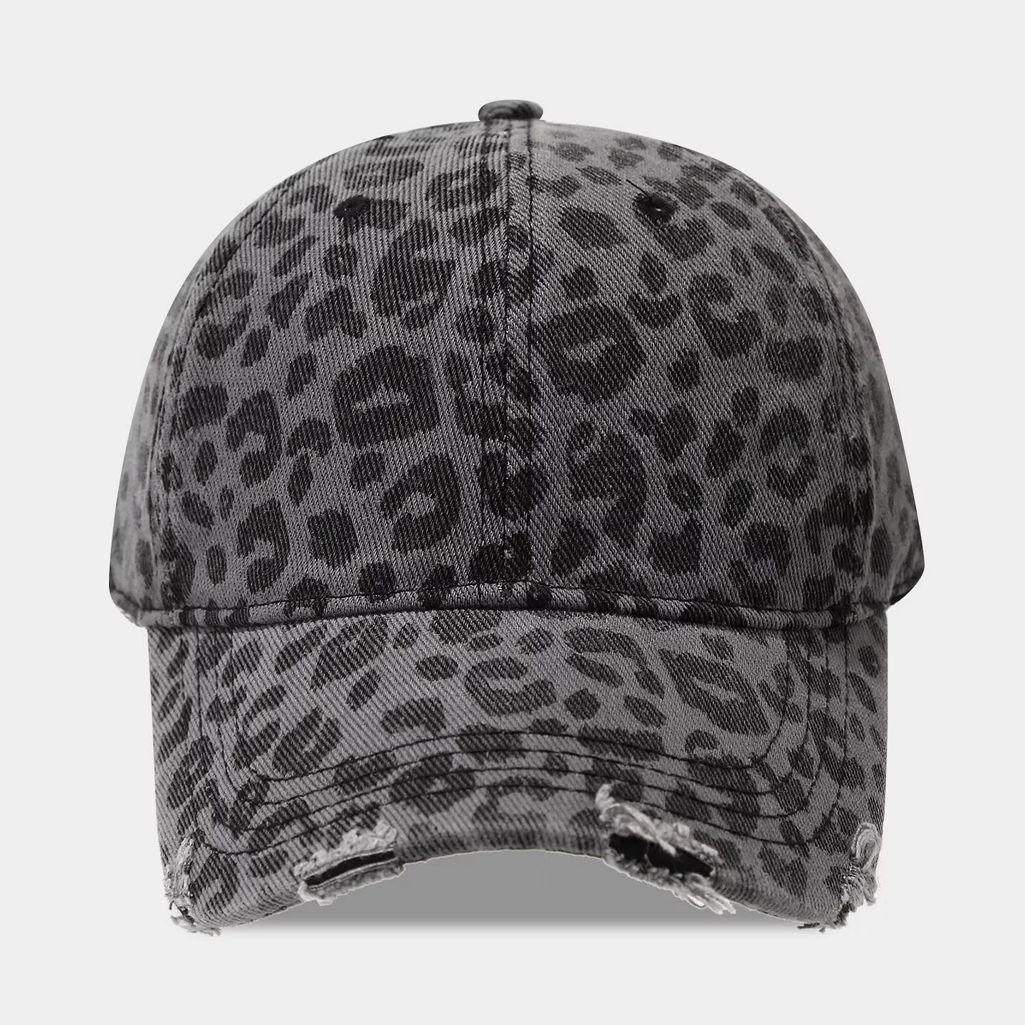 Women's Distressed Leopard Print Baseball Cap | Casual Cotton Hat One Size