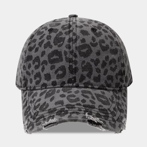 Women's Distressed Leopard Print Baseball Cap | Casual Cotton Hat One Size