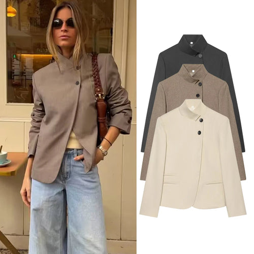 Women's Elegant High Neck Blazer Jacket | Autumn 2026 | Styleinger